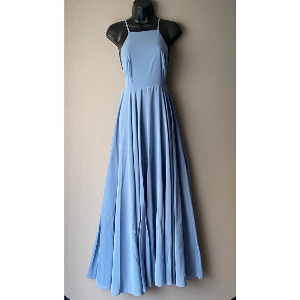 Lulu's sz XS Blue‎ Halter A-line Maxi Dress